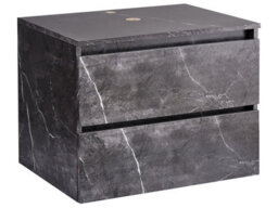 Wyld And Coco Black Marble Wall-Mounted Cabinet 60 X 47 Cm, Fluted Front, 2 Drawers - thumbnail 3