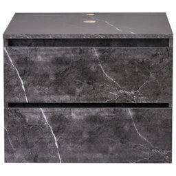 Wyld And Coco Black Marble Wall-Mounted Cabinet 60 X 47 Cm, Fluted Front, 2 Drawers - thumbnail 1