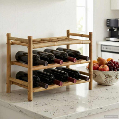 Walplus Wine Rack Natural 57 X 29.5 X 36 Cm Bamboo - image 1