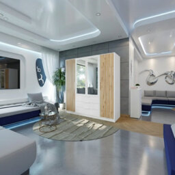 Bali Lux 4 Door Wardrobe With Mirrors Decorative Slats Spacious Closet For Bedroom Hallway White With Oak Wotan - thumbnail 2