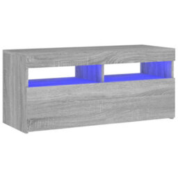 Walplus Tv Cabinet With Led Lights Grey Sonoma 90X35X40 Cm - thumbnail 2