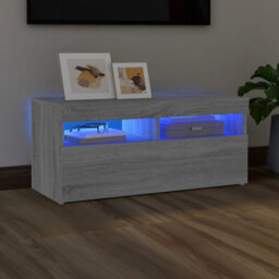 Walplus Tv Cabinet With Led Lights Grey Sonoma 90X35X40 Cm - thumbnail 1