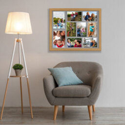 AK Frames 20X16 Oak Sleek Multi Photo Frame With Mid Grey Mount - Holds 9 Apertures (2X) 7X5, (7X) 6X4 Photos - thumbnail 3