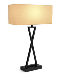 Lighting Supermarket Large X Style Modern Rectangle Statement Table Lamp With Natural Shade - Black - thumbnail 2