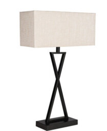 Lighting Supermarket Large X Style Modern Rectangle Statement Table Lamp With Natural Shade - Black - thumbnail 1