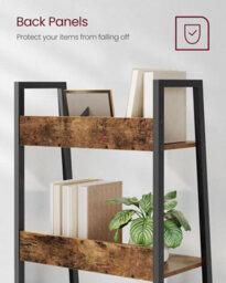 Songmics Vertical Ladder Shelf, 5-Tier Bookcase, Practical Storage Rack For Home Office, Industrial, Rustic Brown And Ink Black - thumbnail 3