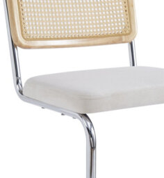 Nordlys Set Of 2 Bar Stools With Cane Backs And Beige Fabric Seats Modern Design Style Dining Room - thumbnail 5
