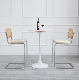 Nordlys Set Of 2 Bar Stools With Cane Backs And Beige Fabric Seats Modern Design Style Dining Room - thumbnail 4