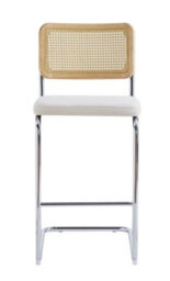 Nordlys Set Of 2 Bar Stools With Cane Backs And Beige Fabric Seats Modern Design Style Dining Room - thumbnail 7