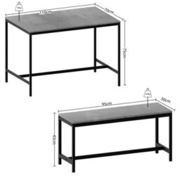 Lassic Vida Designs Roslyn 4 Seater Dining Table With Bench Set, Concrete Grey - thumbnail 3