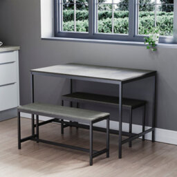 Lassic Vida Designs Roslyn 4 Seater Dining Table With Bench Set, Concrete Grey - thumbnail 2