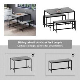 Lassic Vida Designs Roslyn 4 Seater Dining Table With Bench Set, Concrete Grey - thumbnail 7
