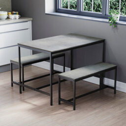 Lassic Vida Designs Roslyn 4 Seater Dining Table With Bench Set, Concrete Grey - thumbnail 1