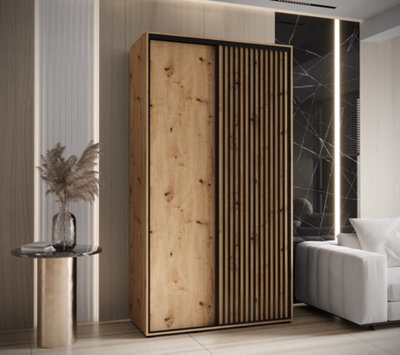 Arte Sleek Sapporo Sliding Door Wardrobe For Modern Storage Needs - Oak Artisan  (H)2050mm (W)1300mm (D)600mm - image 1