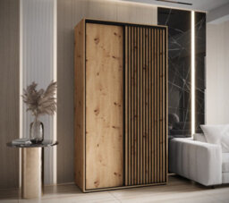 Arte Sleek Sapporo Sliding Door Wardrobe For Modern Storage Needs - Oak Artisan  (H)2050mm (W)1300mm (D)600mm - thumbnail 1