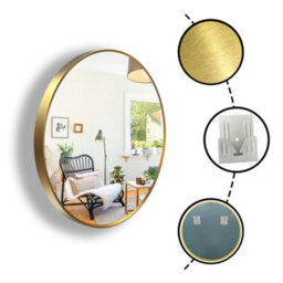 Sline 60Cm Round Mirror With Gold Aluminium Frame Suitable For Home Decor,bathroom And Dressing Table - thumbnail 5