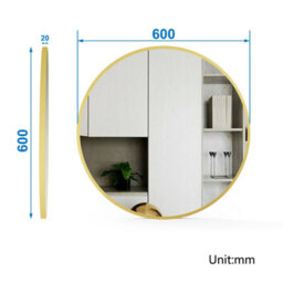 Sline 60Cm Round Mirror With Gold Aluminium Frame Suitable For Home Decor,bathroom And Dressing Table - thumbnail 2