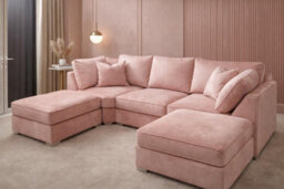 Home & Love Luxury Bishop U Shape Corner Sofa - Plush Pink