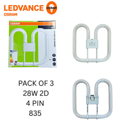 Pack Of 3 X Osram 28W 835 4 Pin 2D Compact Fluorescent Lamp Cfl - White