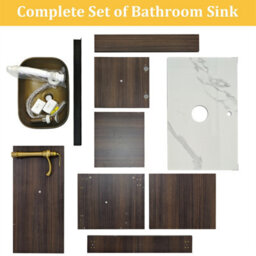 Luvodi 100Cm Bathroom Vanity Unit With Sink Bathroom Vanity Unit, Waterproof Pvc Countertop, Copper Faucet And Hoses - thumbnail 9