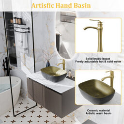 Luvodi 100Cm Bathroom Vanity Unit With Sink Bathroom Vanity Unit, Waterproof Pvc Countertop, Copper Faucet And Hoses - thumbnail 5