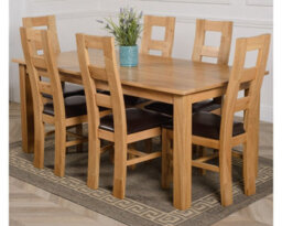 That's Furniture Oslo 180 X 90 Cm Large Oak Dining Table And 6 Chairs Dining Set With Yale Chairs - thumbnail 1