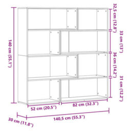 Vidaxl Corner Bookcase 4-Tier Concrete Grey 85X85X140 Cm Engineered Wood - thumbnail 3