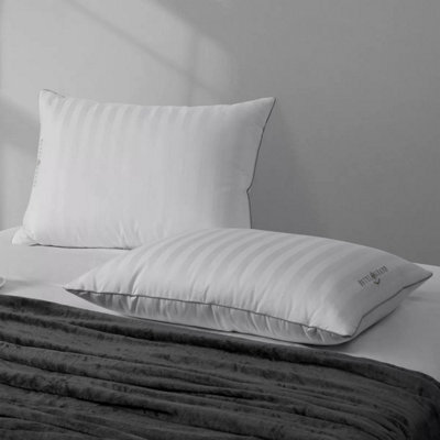 Xample Hotel Grand Feather & Down Rolled Pillow 2 Pack - Thread Count Cotton Cover, Medium-Firm Support, Hypoallergenic Bedding - image 1