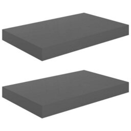 Berkfield Floating Wall Shelves 2 Pcs High Gloss Grey 40X23X3.8 Cm Mdf - thumbnail 2