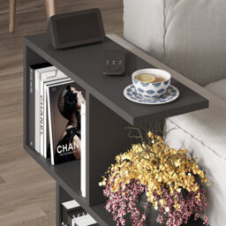 Decortie Homemania Modern Side End Coffee Table Multipurpose Silky Grey Black Living Room H 60Cm - thumbnail 3
