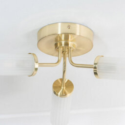 Valuelights Canya Brushed Gold Ip44 Rated Bathroom 3 Way Reeded Glass Flush Ceiling Light - thumbnail 3