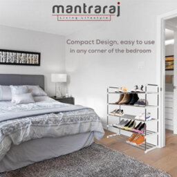 Mantraraj 5 Tier Shoe Rack Heavy Duty Metal Shoe Storage Cabinet Quick Assembly Shoe Organiser Holds Upto 20-25 Pairs Grey - thumbnail 5