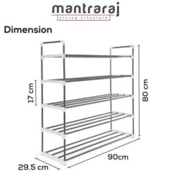 Mantraraj 5 Tier Shoe Rack Heavy Duty Metal Shoe Storage Cabinet Quick Assembly Shoe Organiser Holds Upto 20-25 Pairs Grey - thumbnail 3