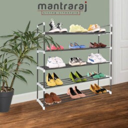 Mantraraj 5 Tier Shoe Rack Heavy Duty Metal Shoe Storage Cabinet Quick Assembly Shoe Organiser Holds Upto 20-25 Pairs Grey - thumbnail 2
