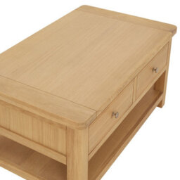 The Furniture Market Marbury Oak 2 Drawer Coffee Table With Shelf - thumbnail 8