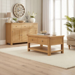 The Furniture Market Marbury Oak 2 Drawer Coffee Table With Shelf - thumbnail 2