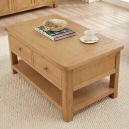 The Furniture Market Marbury Oak 2 Drawer Coffee Table With Shelf - thumbnail 5