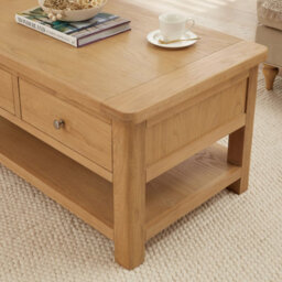 The Furniture Market Marbury Oak 2 Drawer Coffee Table With Shelf - thumbnail 3