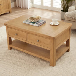 The Furniture Market Marbury Oak 2 Drawer Coffee Table With Shelf - thumbnail 4