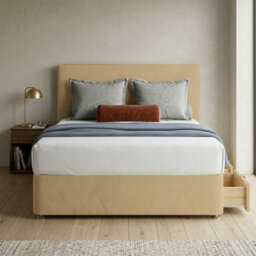 Adore Designs Victoria Plush Velvet Divan Bed, Headboard & Mattress - 4Ft6 Double - Coffee - 0 Drawers - thumbnail 1