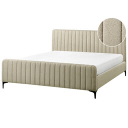 Beliani Bed Boucle Lunan 180 X 200 Cm (Eu Super King) Beige - thumbnail 1