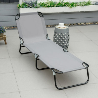 Outsunny Folding Lounge Chair Outdoor Chaise Lounge For Bench Patio Grey - image 1