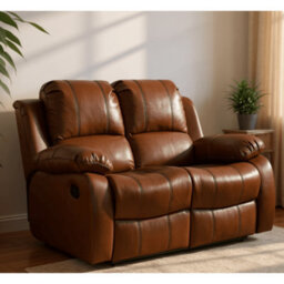 Furniture Instore Valencia Tan Leather Manual Recliner 2+1 Seater Sofa Set - thumbnail 2