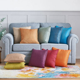 2 X Mocha Cushions With Inserts - Large Square Jewel Toned Textured Zipped Covers With Hollowfibre Pads - Each 46 X 46Cm - thumbnail 3