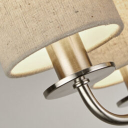 Lighting Collection Blois 5 Light Satin Silver With Linen Shades Ceiling Pendant - thumbnail 3