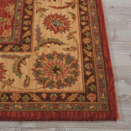 Orange Luxurious Traditional Wool Floral Bordered Rug For Bedroom & Living Room-229Cm X 290Cm - thumbnail 3