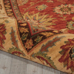 Orange Luxurious Traditional Wool Floral Bordered Rug For Bedroom & Living Room-229Cm X 290Cm - thumbnail 4