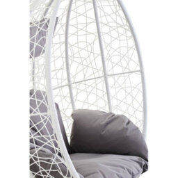 Orsina White Hanging Chair, Plush Comfort Lounge Chair, Stable Lawn Chair, Modern Chair With Grey Cushions - thumbnail 6