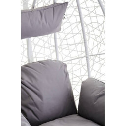 Orsina White Hanging Chair, Plush Comfort Lounge Chair, Stable Lawn Chair, Modern Chair With Grey Cushions - thumbnail 7