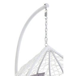 Orsina White Hanging Chair, Plush Comfort Lounge Chair, Stable Lawn Chair, Modern Chair With Grey Cushions - thumbnail 5